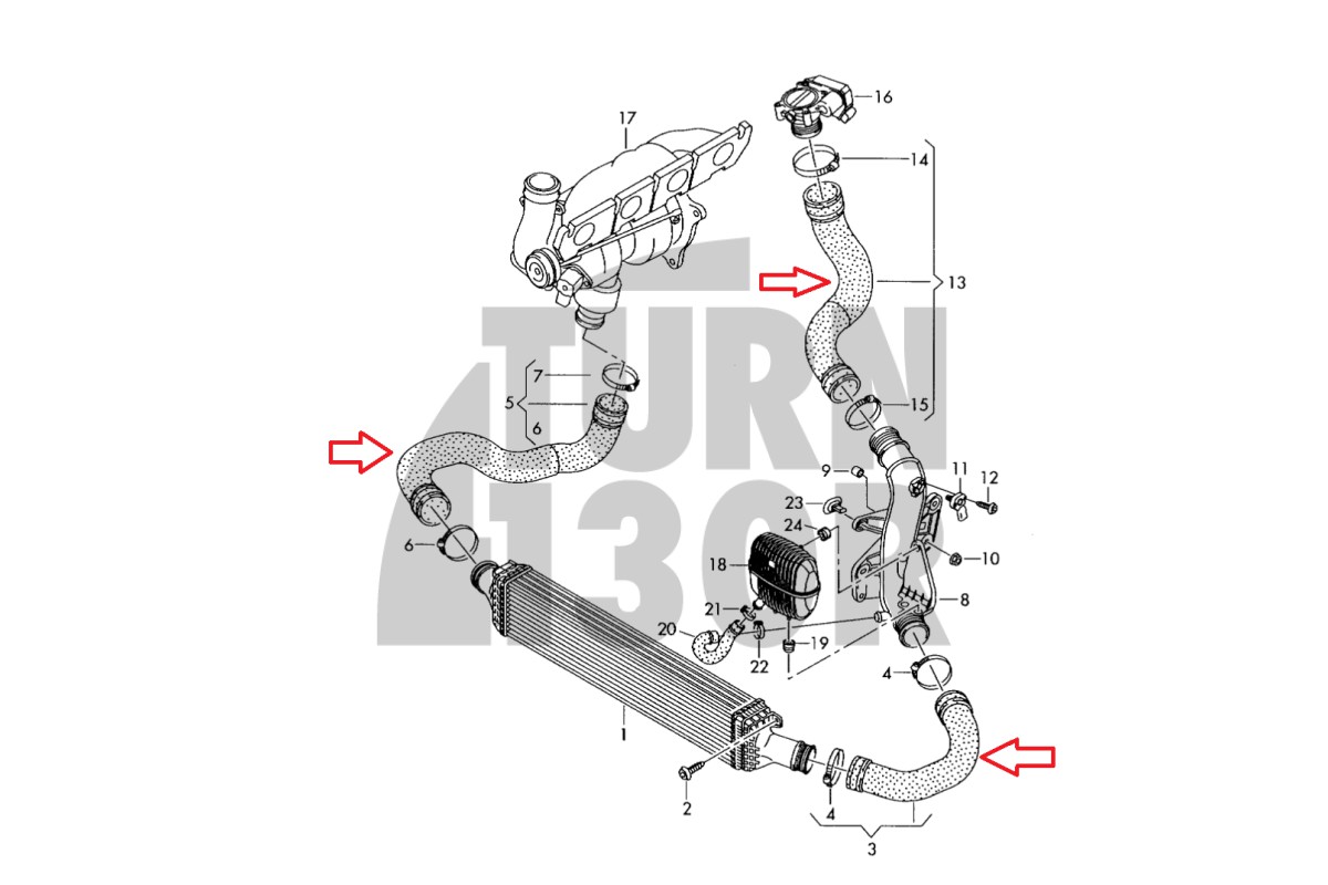 Silikon Ladeluftkühler Schlauchkit für Audi A4 / A5 B8 2.0 TFSI CTS Turbo